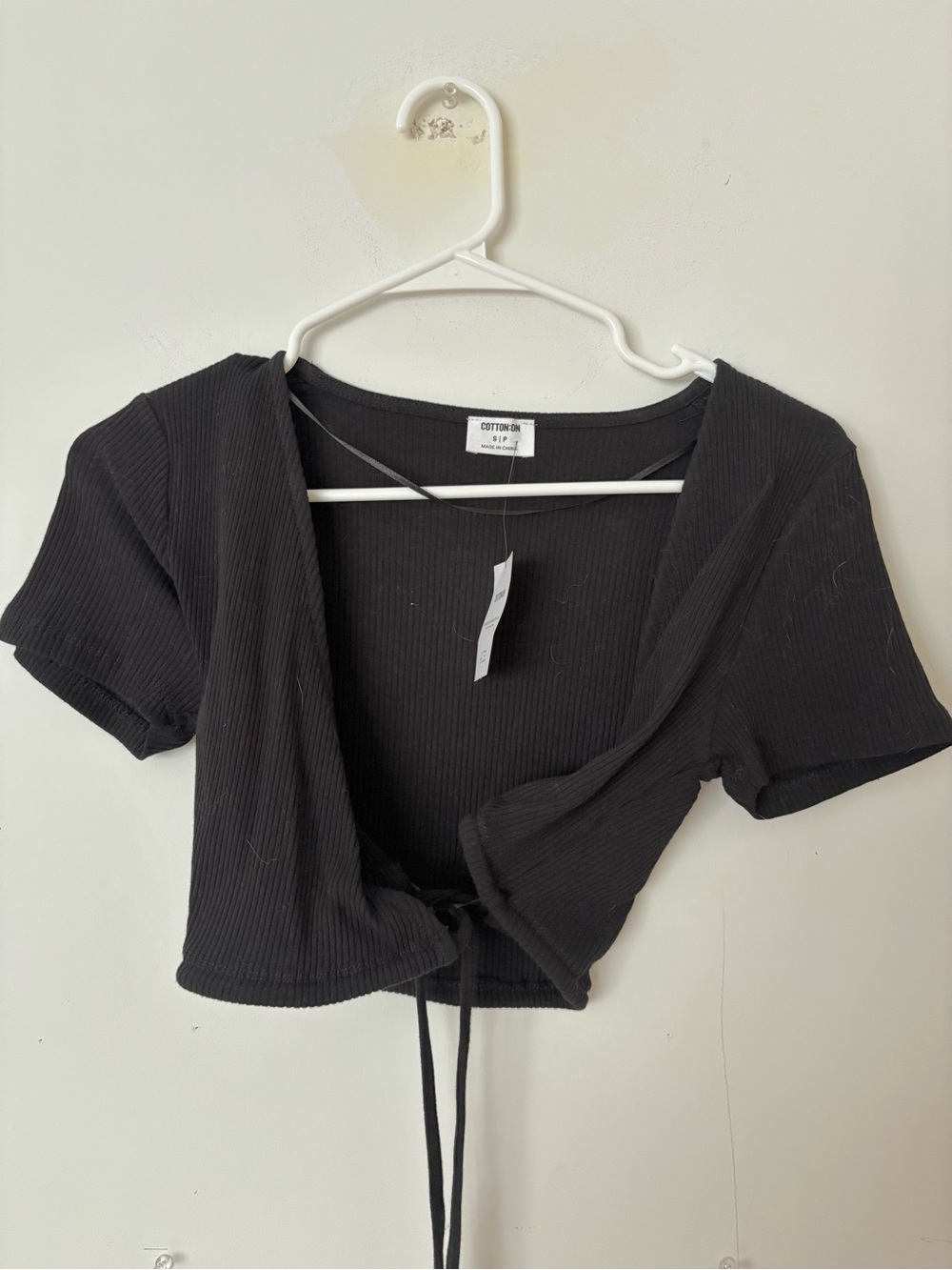 brand new! cotton on black v neck tie wrap crop short sleeve tee top 🖤